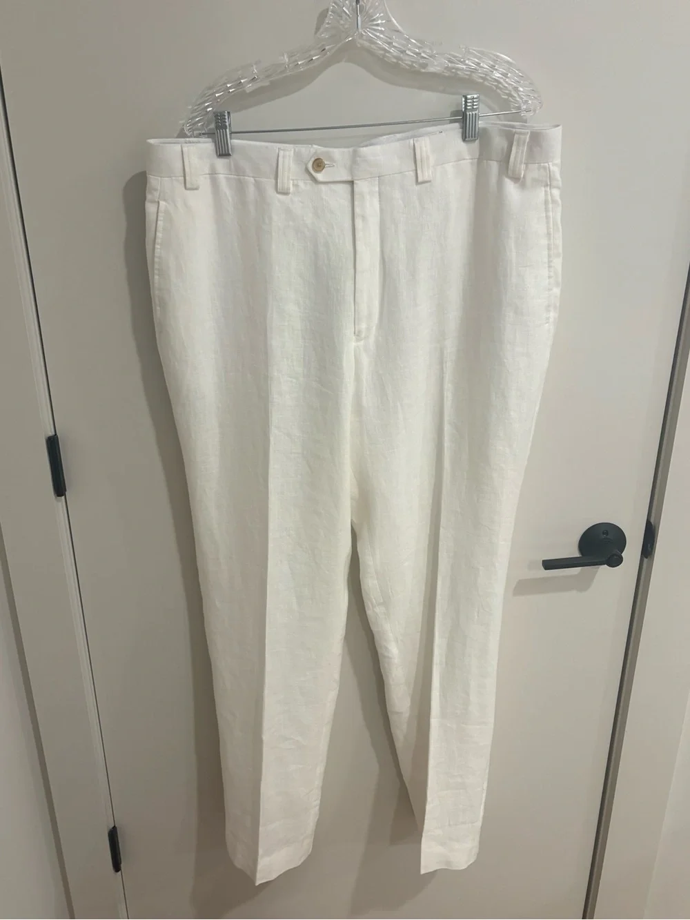 Lauren Ralph Lauren White 100% Linen Trouser Pants Beach Wedding Resort 40 x 32